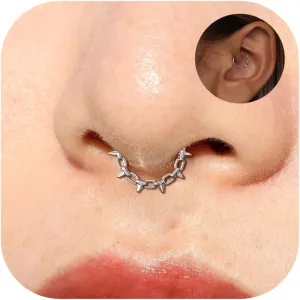 Nose Rings for Women 16G Septum rings Gold Star Clicker Hoops Daith Hoop Spikes Chain Nose Ring for Women Men Silver Piercing Jewelry