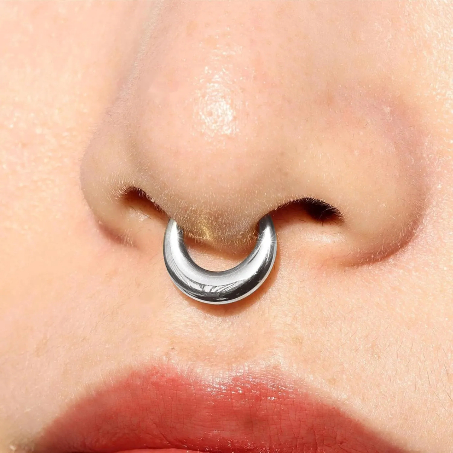 Nose Rings for Women 16G Septum rings Gold Star Clicker Hoops Daith Hoop Spikes Chain Nose Ring for Women Men Silver Piercing Jewelry