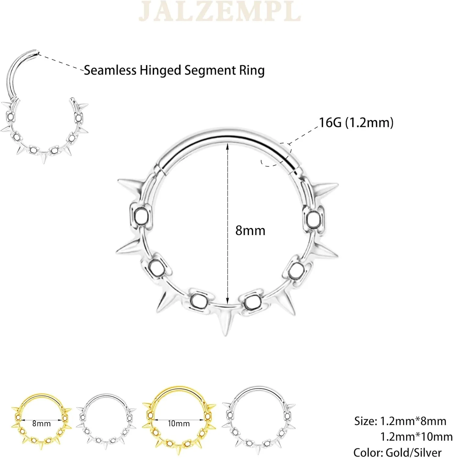 Nose Rings for Women 16G Septum rings Gold Star Clicker Hoops Daith Hoop Spikes Chain Nose Ring for Women Men Silver Piercing Jewelry