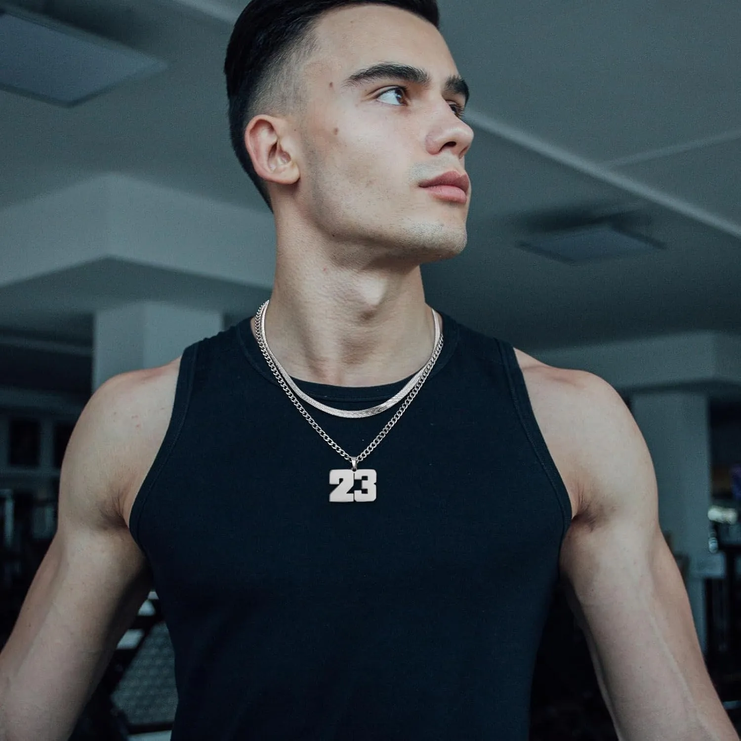 Number Necklace, Layered Necklace for Men, Jersey Number Necklace for Boy Athlete, 18 20 In Stainless Steels Chain for Men With Number Pendant, Basketball Football Baseball Number Necklaces for Boys