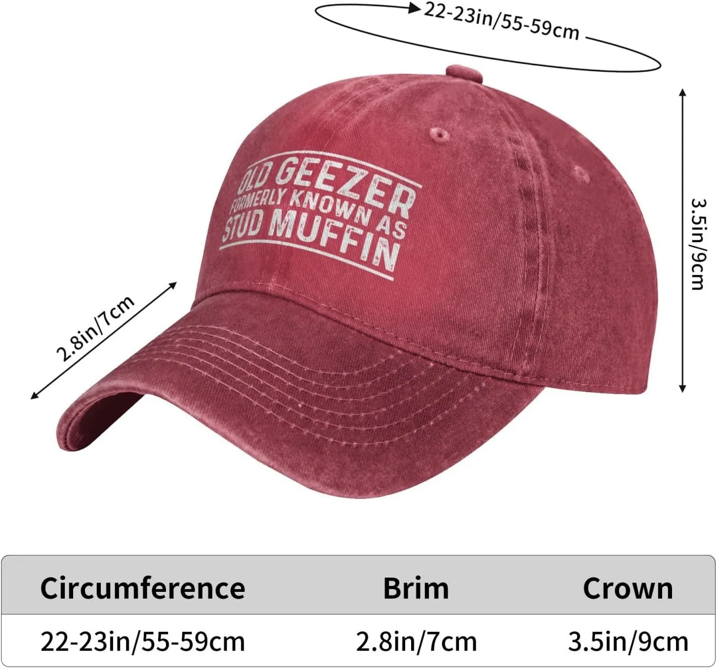 Old Geezer Formerly Knowns As Stud Muffin Hat for Men Baseball Hat Cute Cap