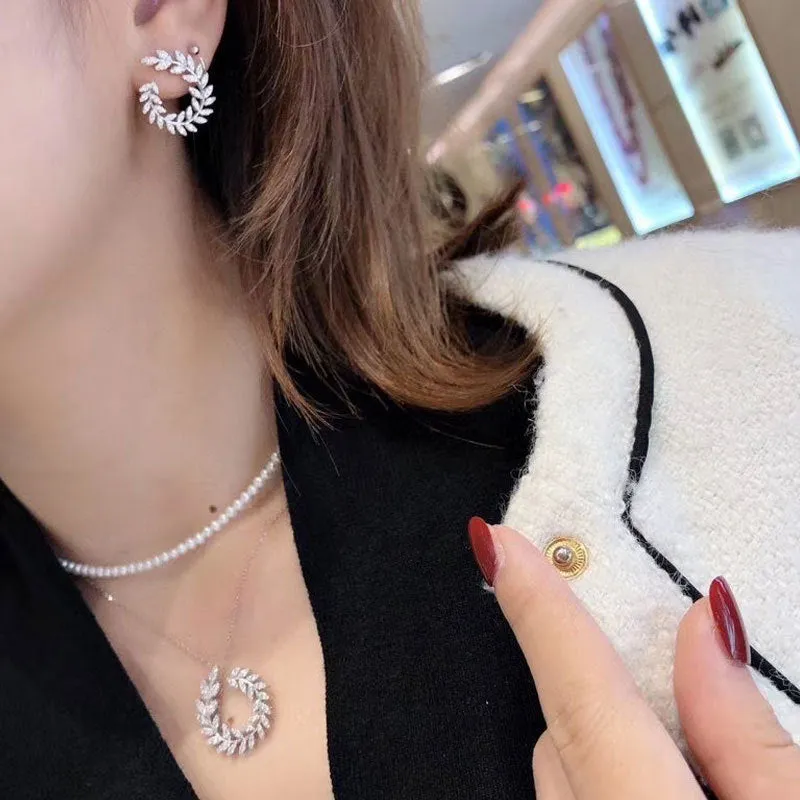 Olive Shape Zircon Silver Necklace for Women