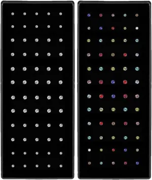 OMAIGAR Nose Rings Studs, 60pcs Straight or L-Shaped or Screw Nose Studs for Women Men, Surgical Stainless Steel Hypoallergenic Nose Piercing Jewelry 1.5/2/2.5mm Size Rhinestone and Ideal Gift