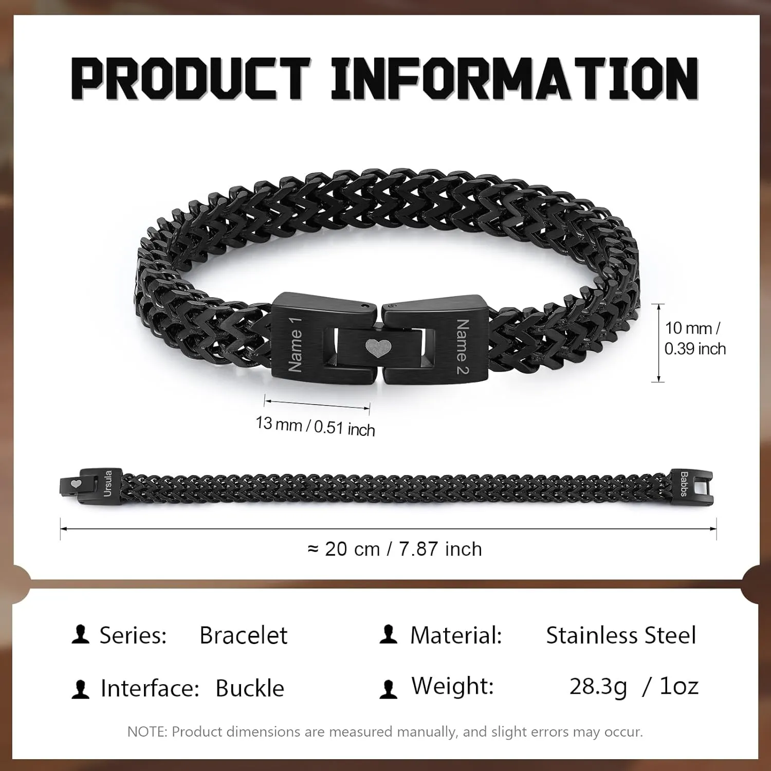 OPALSTOCK Personalized Stainless Steel Bracelet for Men  Custom Engraved Name Beads  Husband, Bf Valentines Day & Fathers Day Gift
