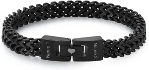 OPALSTOCK Personalized Stainless Steel Bracelet for Men  Custom Engraved Name Beads  Husband, Bf Valentines Day & Fathers Day Gift
