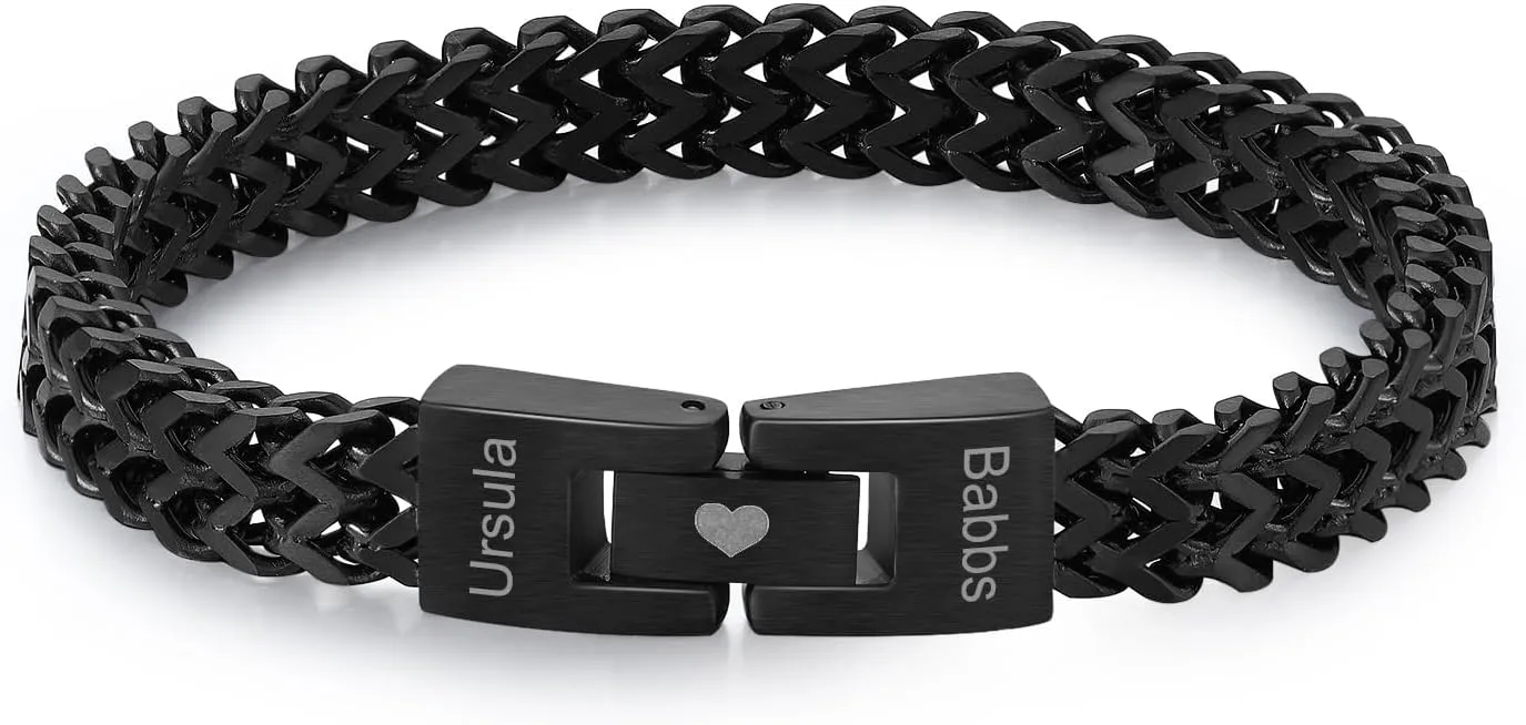 OPALSTOCK Personalized Stainless Steel Bracelet for Men  Custom Engraved Name Beads  Husband, Bf Valentines Day & Fathers Day Gift