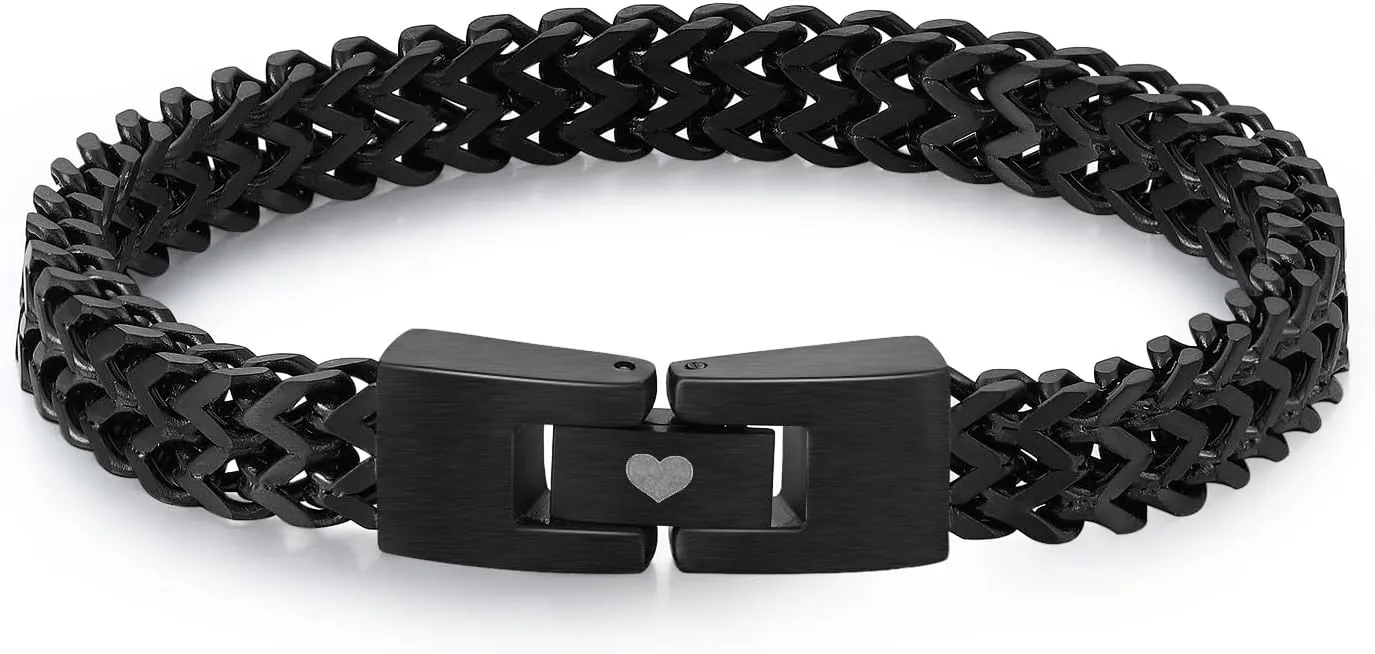 OPALSTOCK Personalized Stainless Steel Bracelet for Men  Custom Engraved Name Beads  Husband, Bf Valentines Day & Fathers Day Gift
