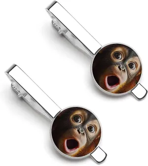 Orangutans Monkeys Big Face Tie Clips for Men Stylish Neck Tie Bar Ideal Gift for Anniversary Wedding Business