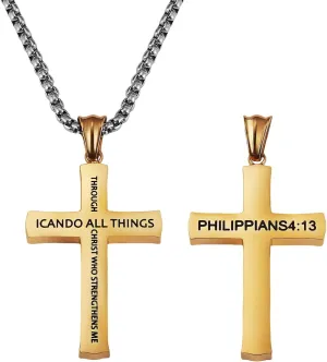 Ornaland Cross Pendant Necklace for Women Men Faith Cross Necklace Religious Cross Charm Neck Chain Jewelry Accessories Gift for Birthday Anniversary, Golden