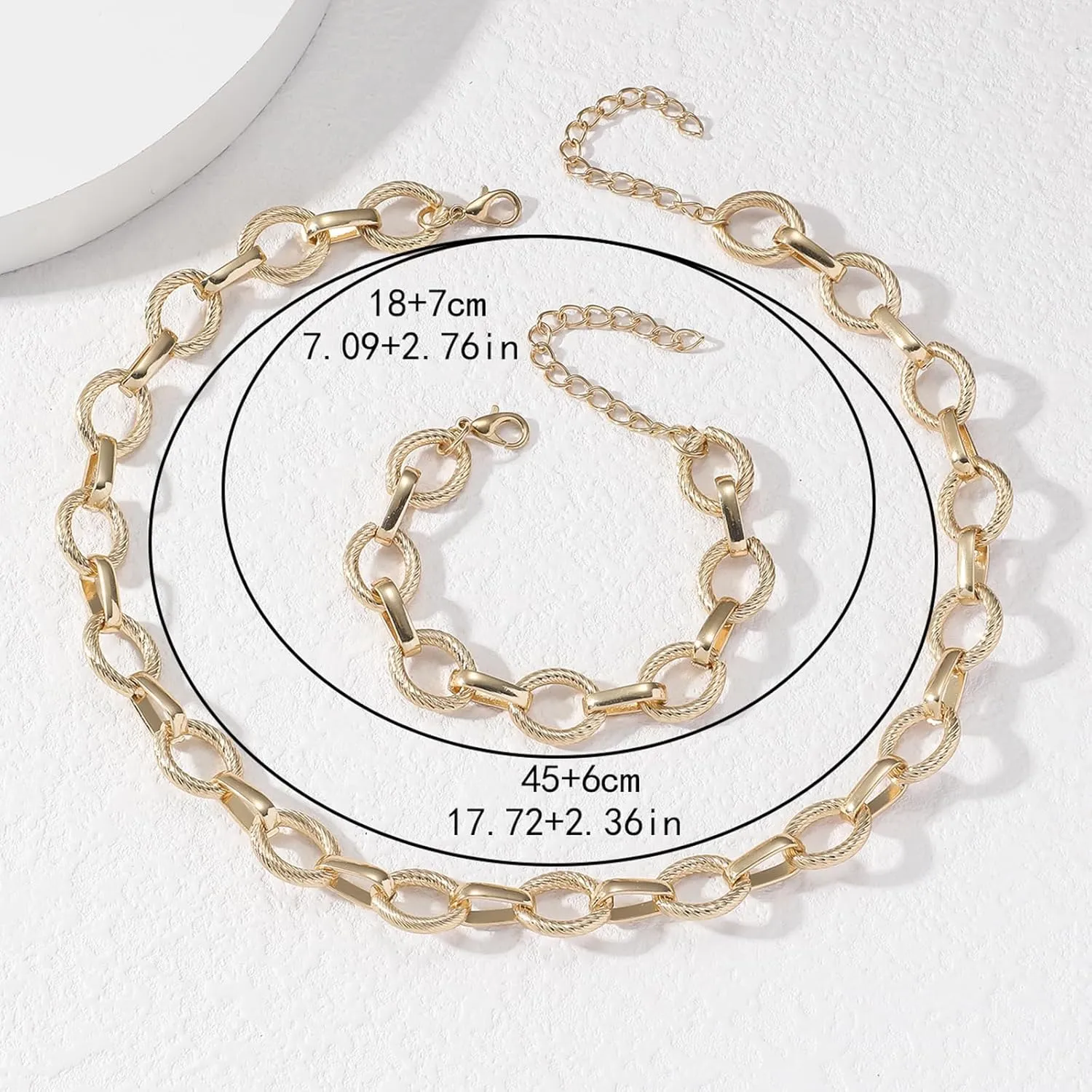 Otxas 14K Gold Chunky Necklace and Bracelets Set Gold Statement Necklace for Women Silver Chunky Necklace Fashion Punk Necklaces Cuban Chain Hip-hop Jewelry for