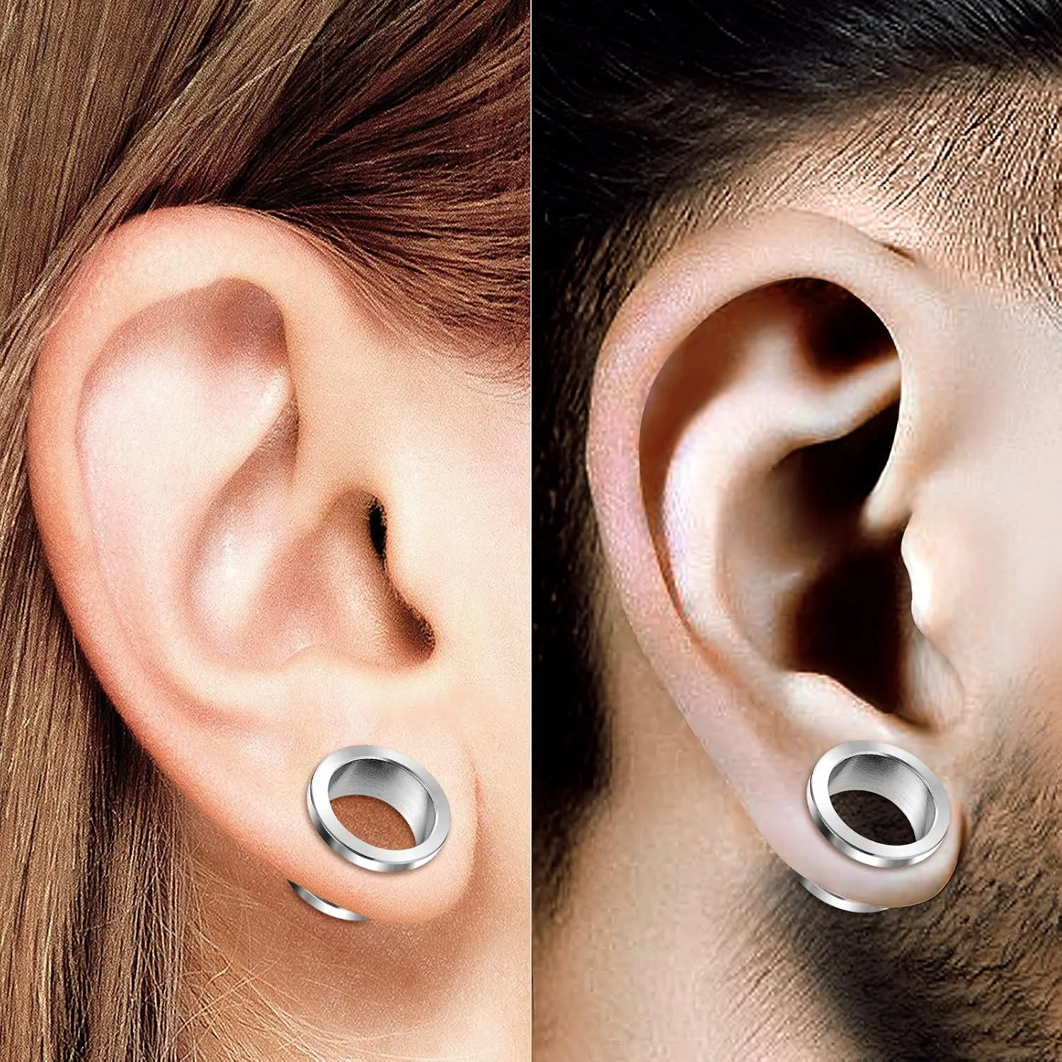 Pair of 316L Surgical Steel Polished Screw-fit Piercing Jewelry Ear Stretching Lobe Plugs flesh Tunnel Earring
