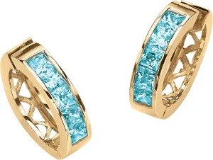 PalmBeach Yellow Gold-plated Princess Cut Simulated Birthstone Huggie Hoop Earrings (17.5mm)