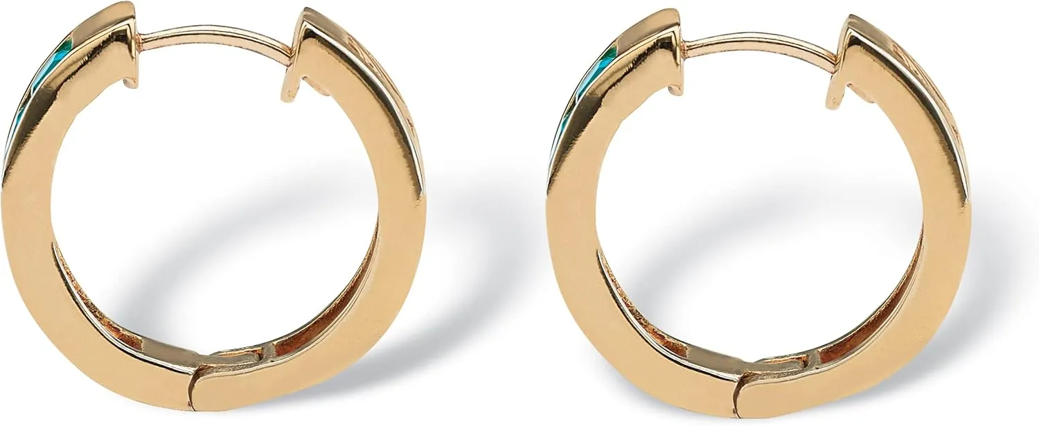PalmBeach Yellow Gold-plated Princess Cut Simulated Birthstone Huggie Hoop Earrings (17.5mm)