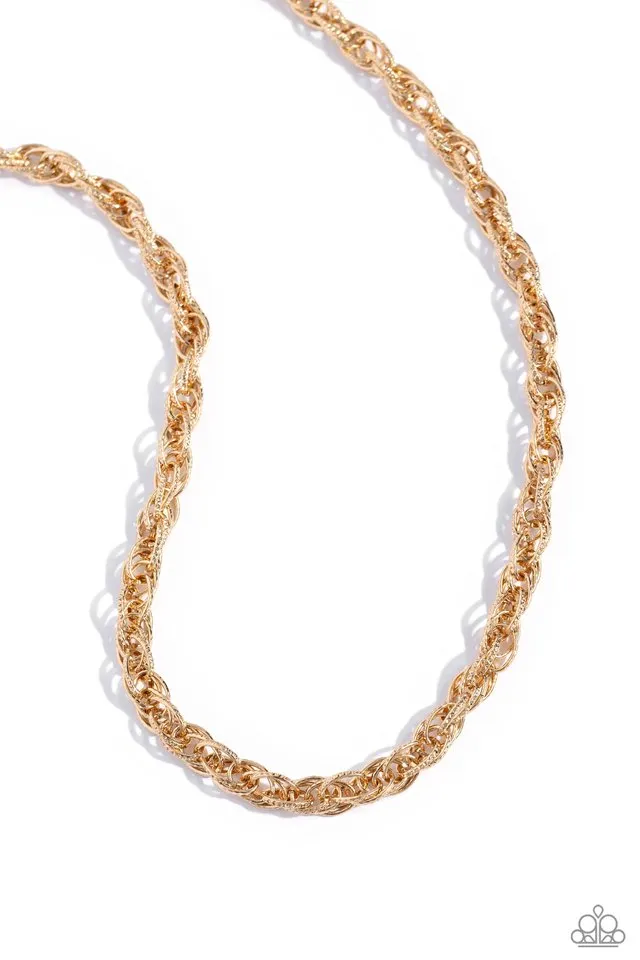 Paparazzi Necklace ~ Braided Ballad - Gold