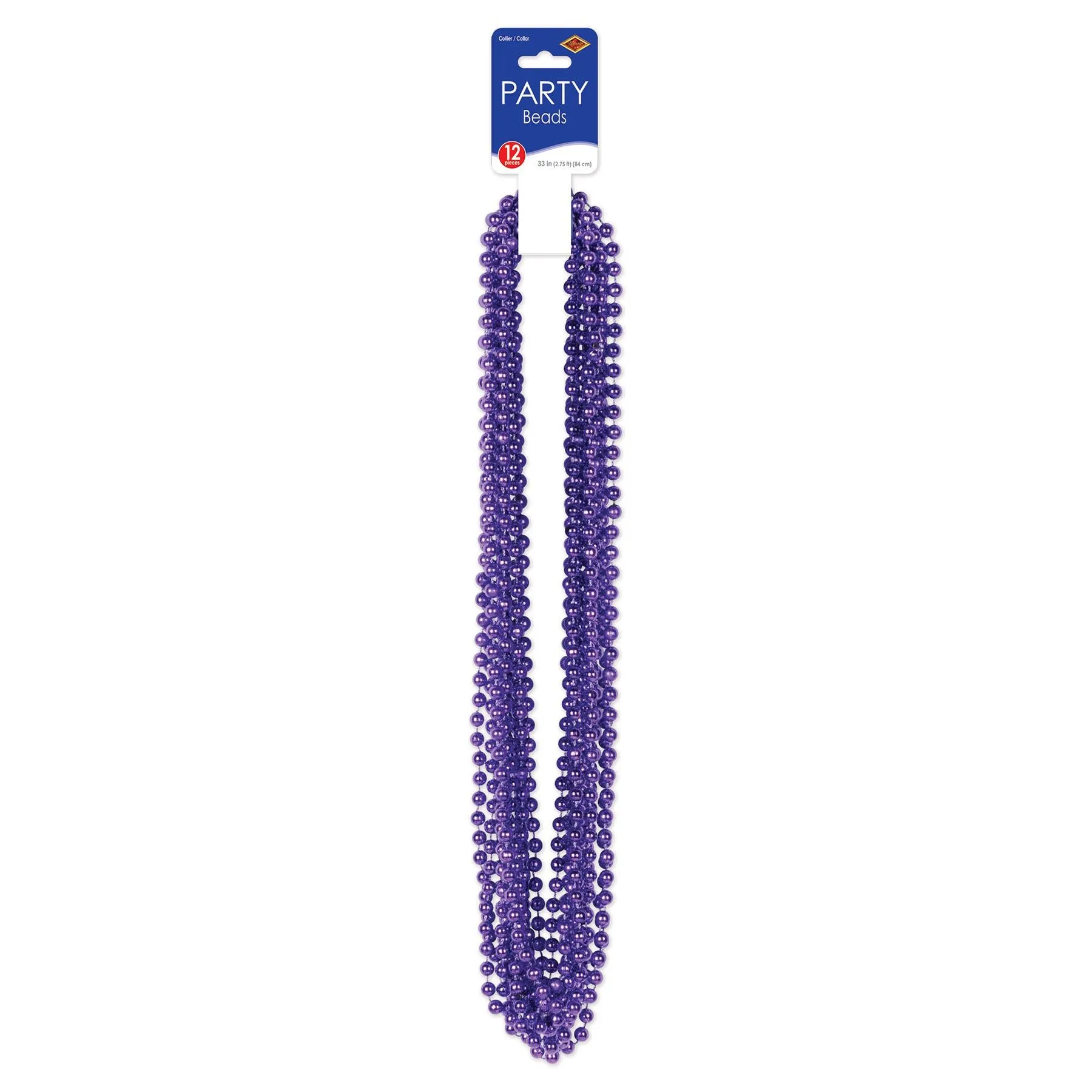 Party Bead Necklaces - Small Round purple (12 per Package)