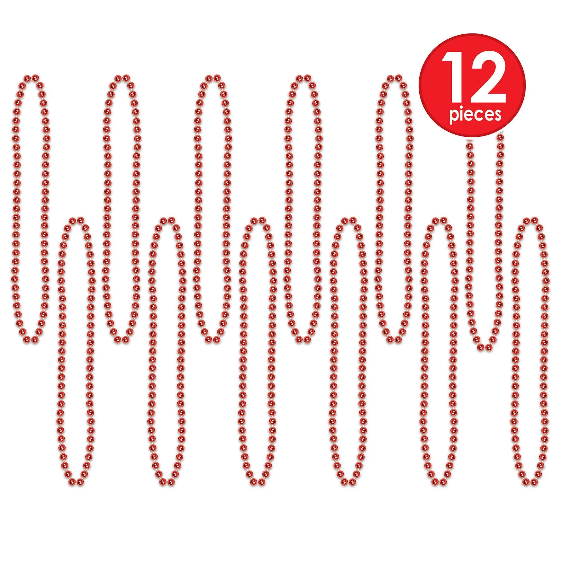 Party Bead Necklaces - Small Round red (12 per Package)