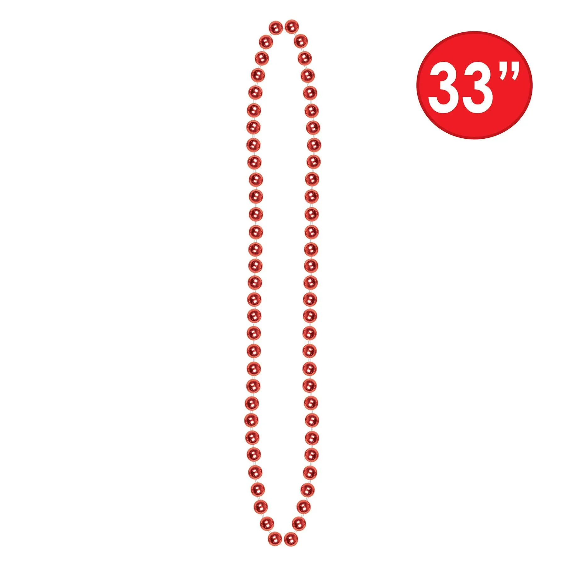 Party Bead Necklaces - Small Round red (12 per Package)
