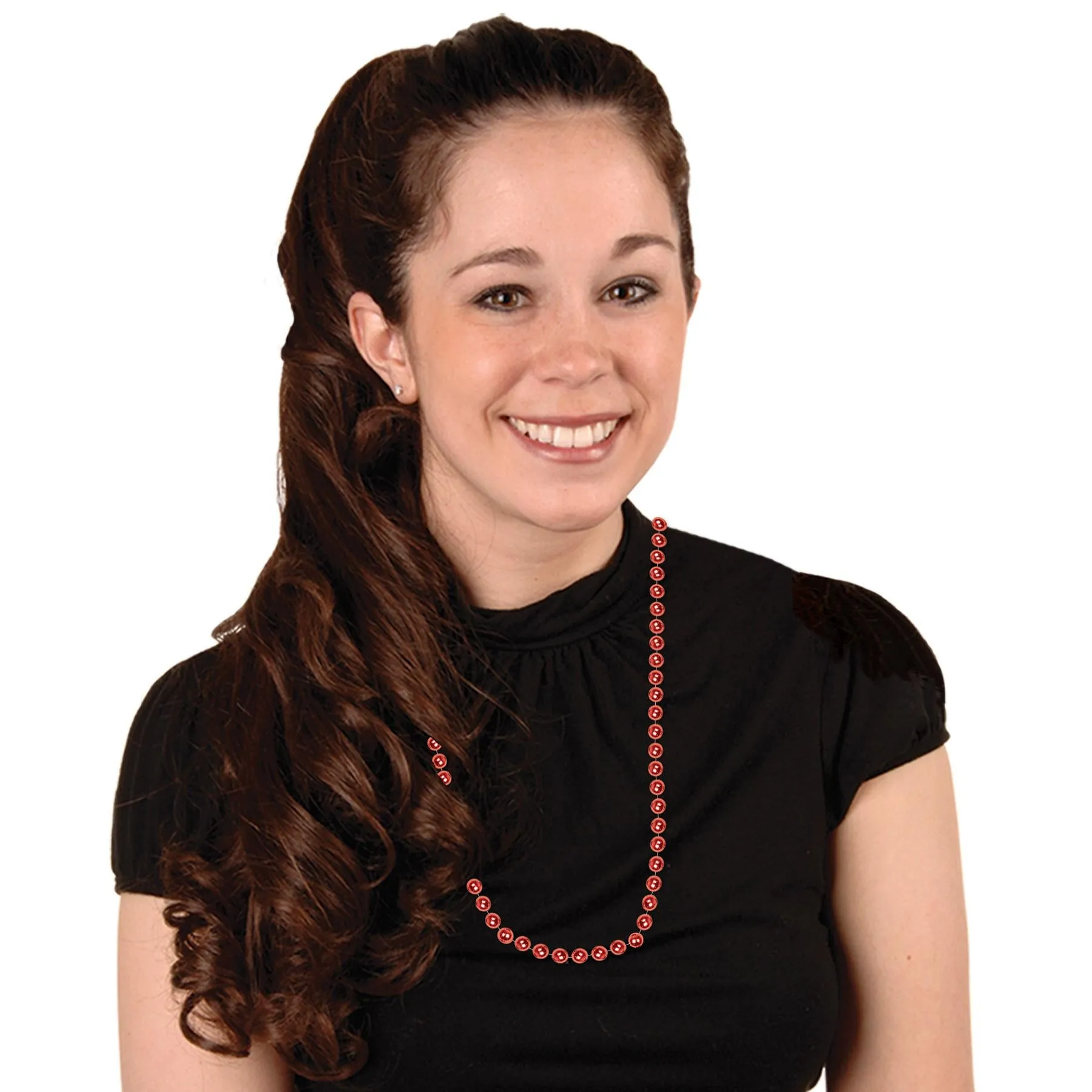 Party Bead Necklaces - Small Round red (12 per Package)