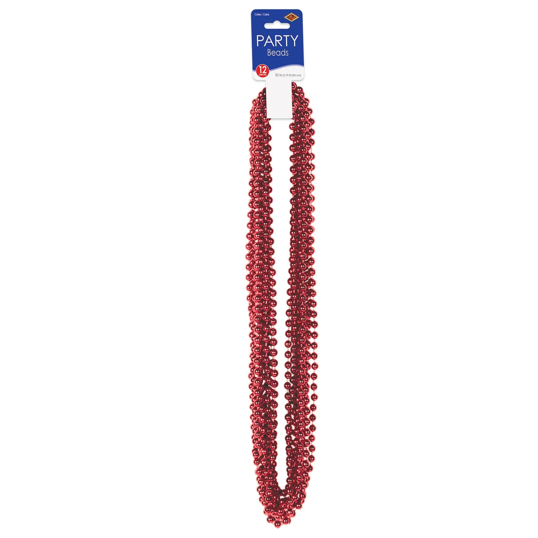 Party Bead Necklaces - Small Round red (12 per Package)