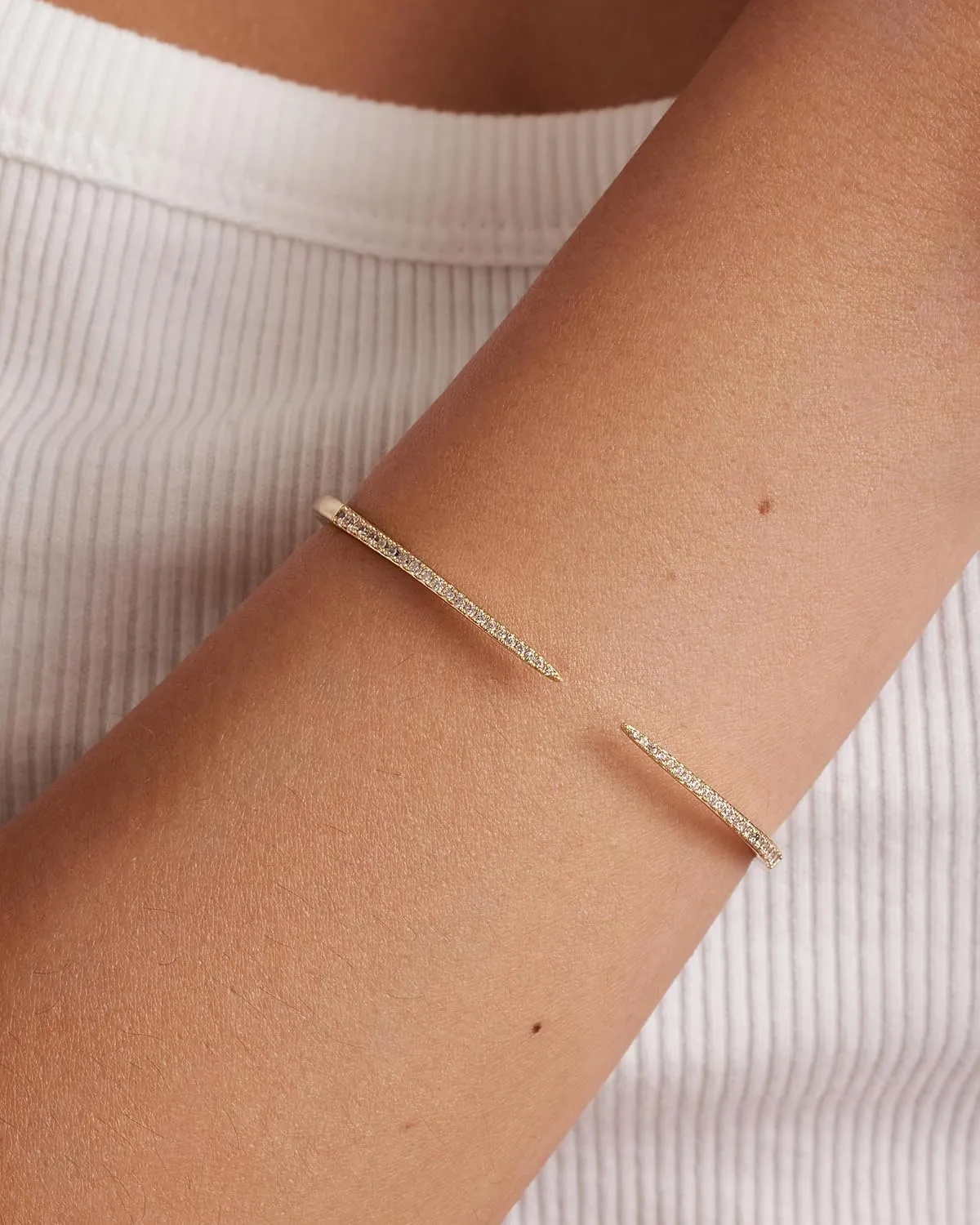 PAVOI 14K Gold Plated Cubic Zirconia Claw Bangle Bracelet | Elegant CZ Cuff Bracelets for Women