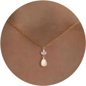 Pearl Necklace: 14K Gold-Plated Pearl Necklace for Women 16.5   2