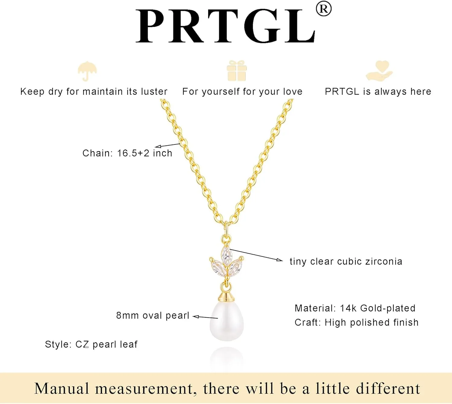 Pearl Necklace: 14K Gold-Plated Pearl Necklace for Women 16.5   2