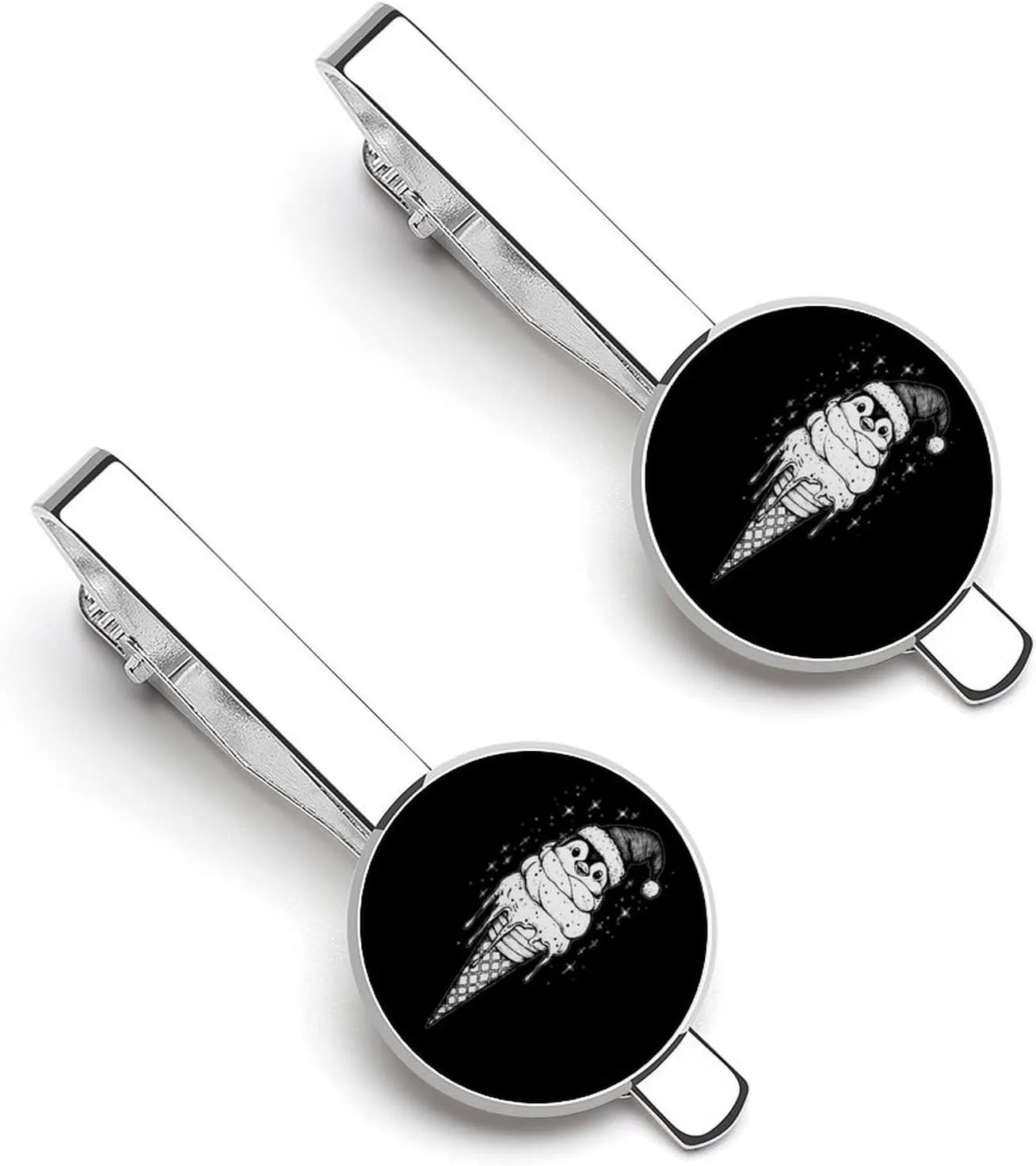 Penguin Ice Cream Cone Sundae Tie Clips for Men Stylish Neck Tie Bar Ideal Gift for Anniversary Wedding Business