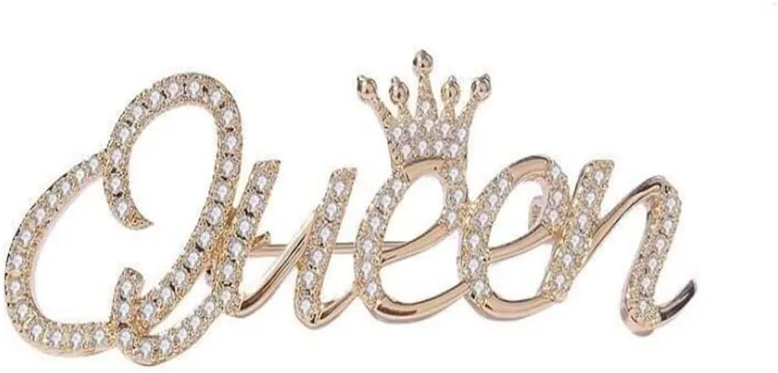 Personality Fashion Queen Crown Brooch Pins Crystal Elegant Flower Brooch for Women Girls