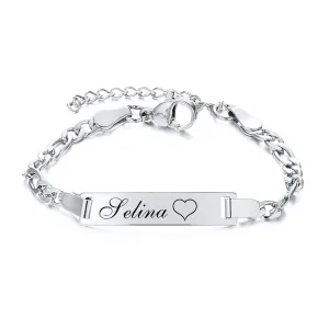 Personalize Baby Girls Boys Name and Birthdate Bracelet, Customized Stainless Steel Bar ID Bracelet for Babies Children Gift, Bracelet for Boys