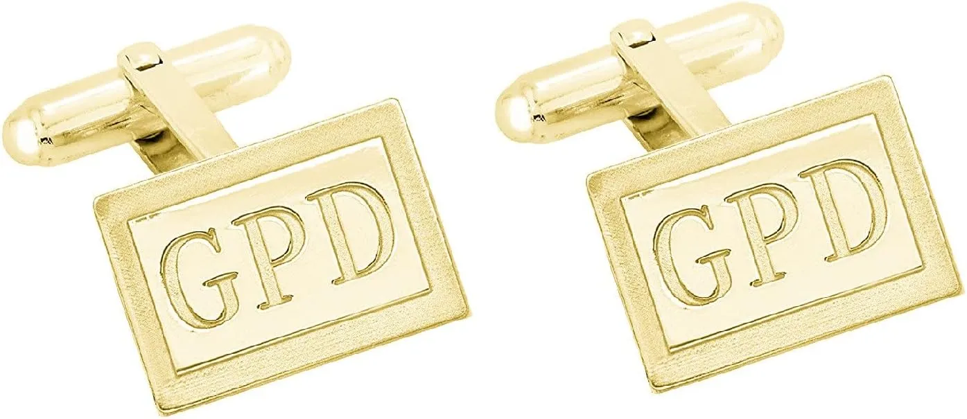 Personalized 925 Sterling Silver Monogram Initial Cufflinks Elegant Rectangular Design Mens Jewelry