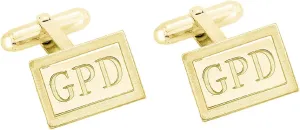 Personalized 925 Sterling Silver Monogram Initial Cufflinks Elegant Rectangular Design Mens Jewelry