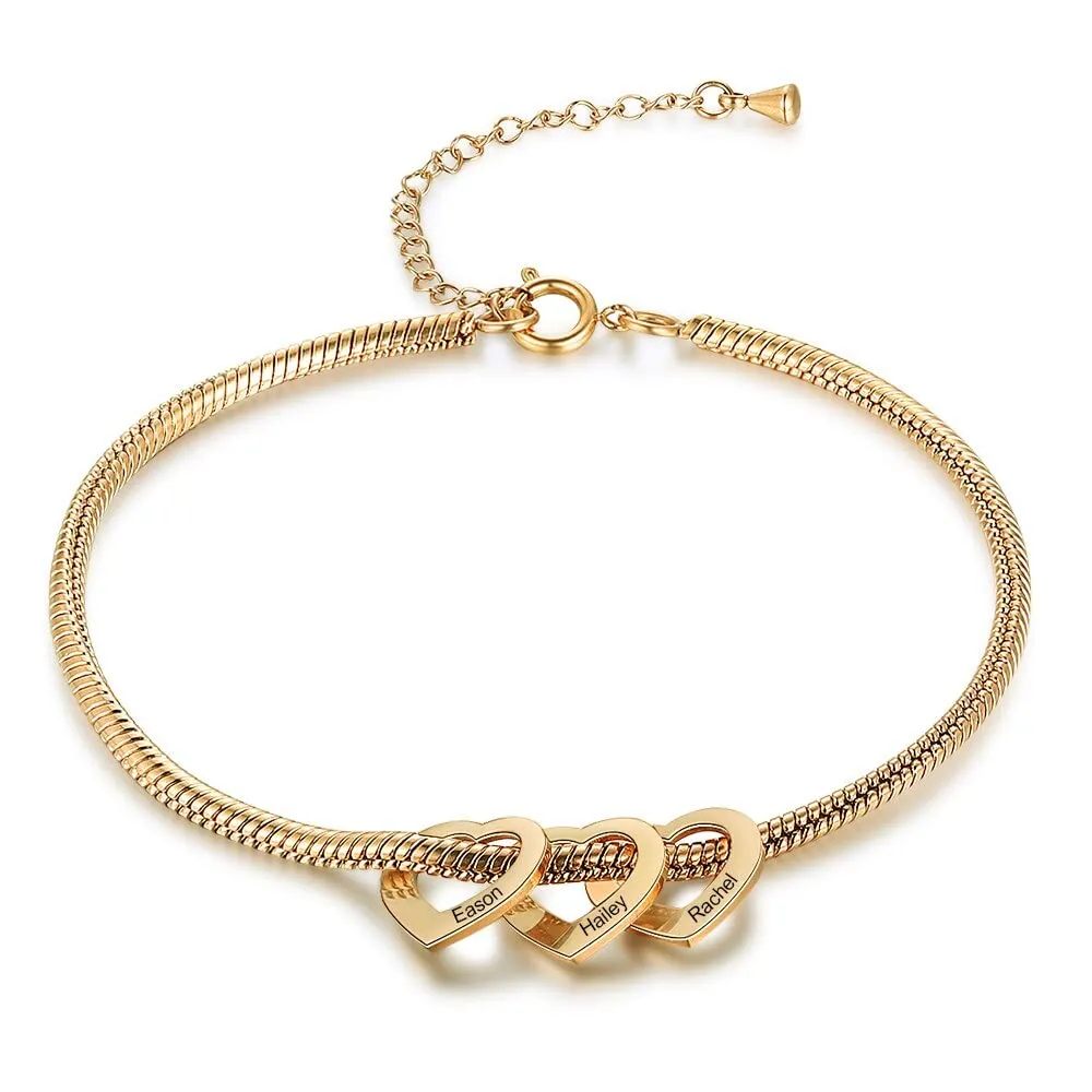 Personalized Bangle Bracelet for Mom - Heart Charm Bracelets for Mother - Gift for Women  Gifts for Her, Christmas Mother's Day