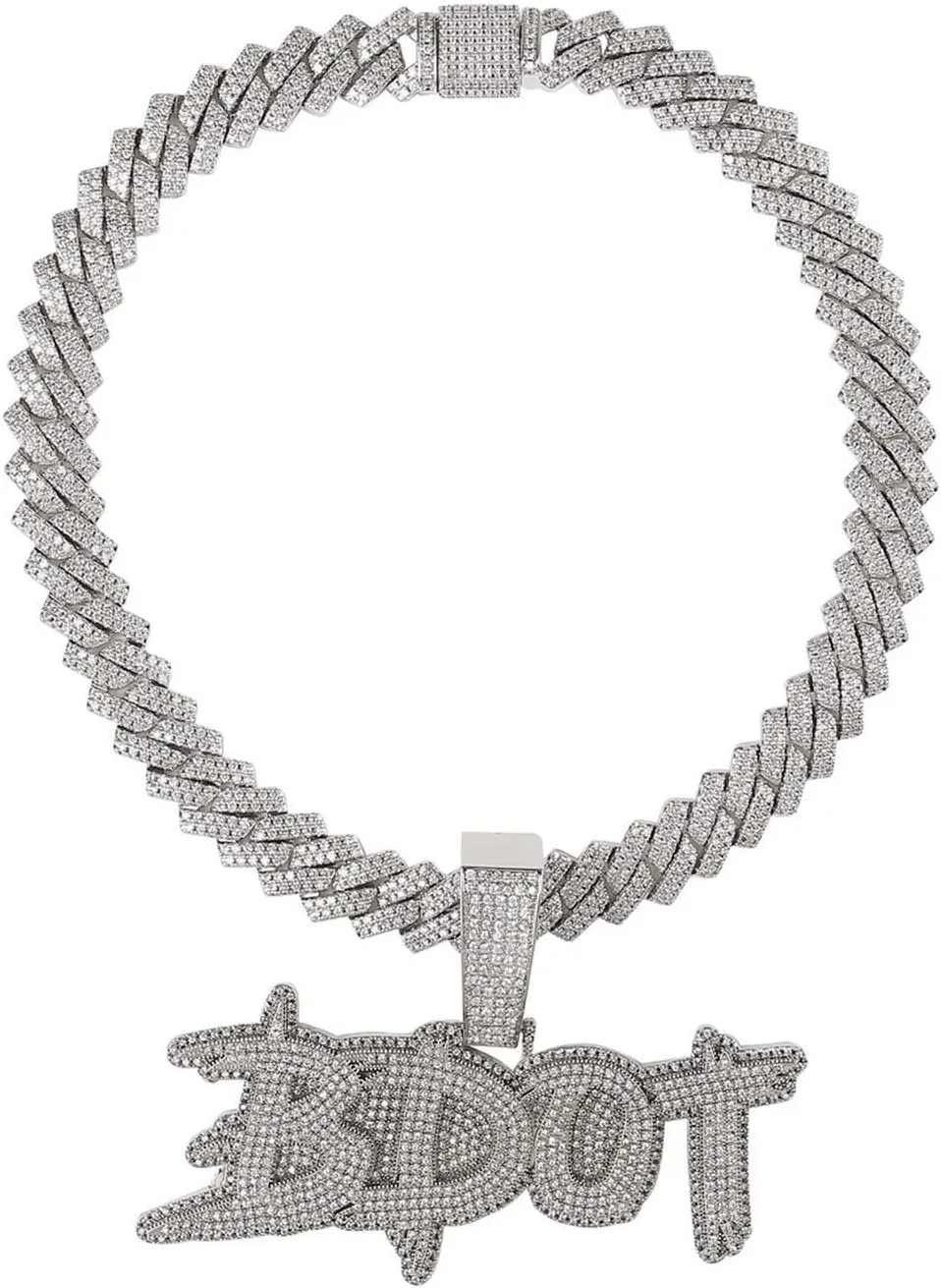 Personalized Custom Name Necklace for Men Personalized Pendants Iced Out Charms Hip Hop Rock Jewelry Collares Hombre Zirconia Hip Hop Fashion Jewelry Charms(No Chain) (Silver,4 Letter)