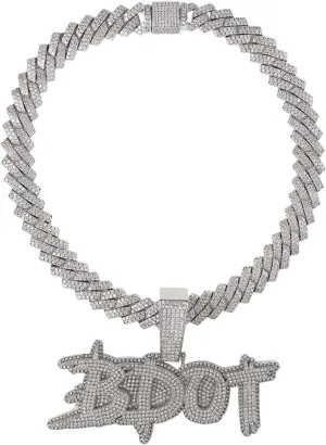 Personalized Custom Name Necklace for Men Personalized Pendants Iced Out Charms Hip Hop Rock Jewelry Collares Hombre Zirconia Hip Hop Fashion Jewelry Charms(No Chain) (Silver,4 Letter)