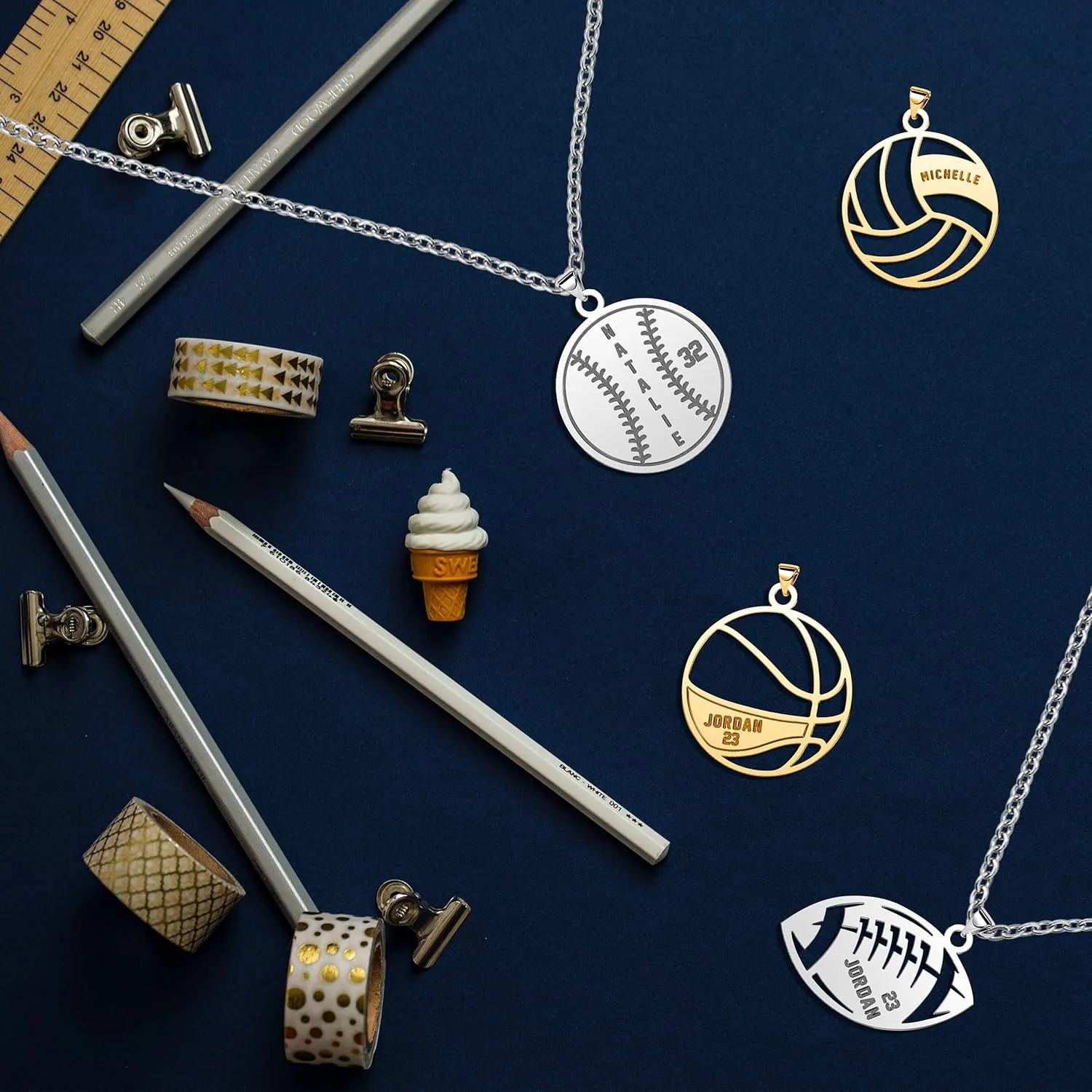 Personalized Jersey Number Necklaces for Mens Athletes Sport Pendant Chain for Boys Stainless Steel Baseball Football