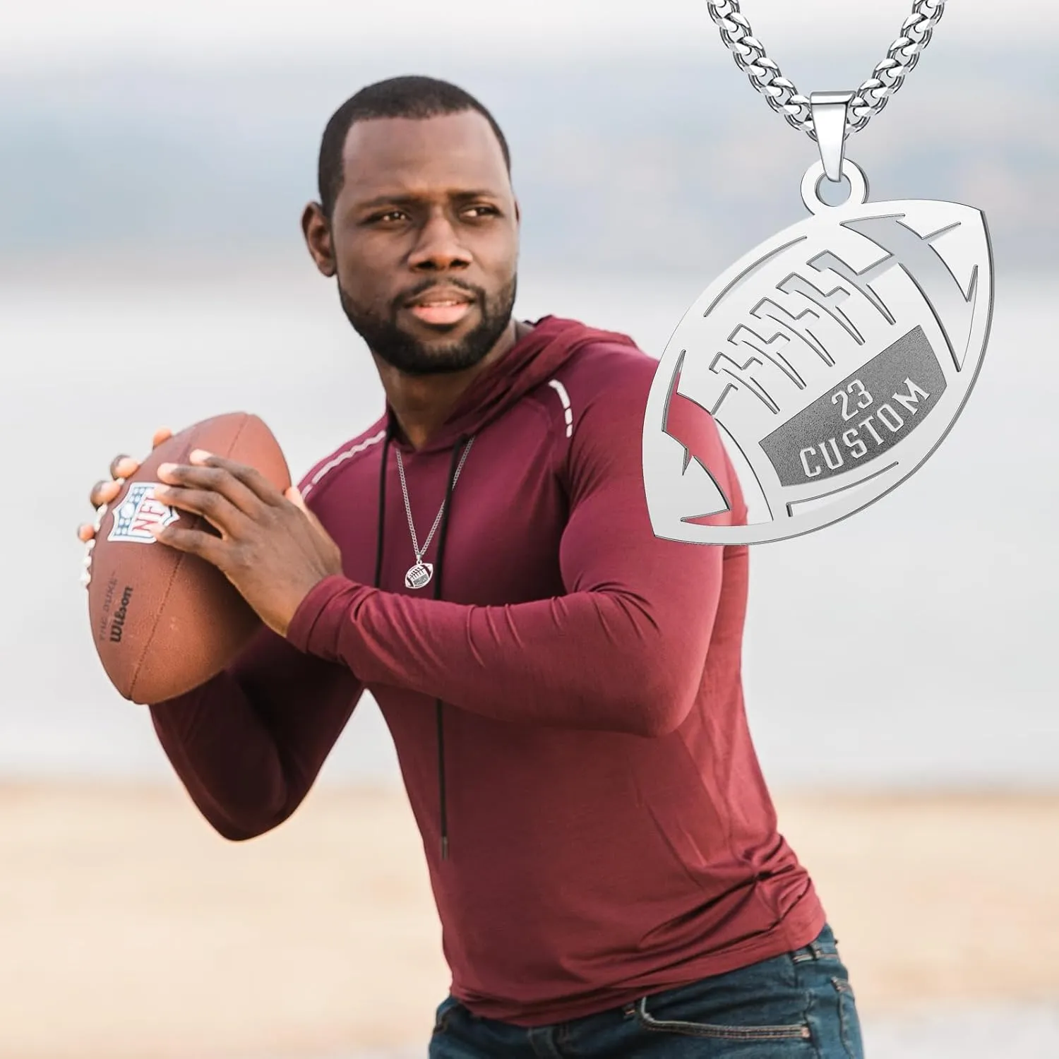 Personalized Jersey Number Necklaces for Mens Athletes Sport Pendant Chain for Boys Stainless Steel Baseball Football