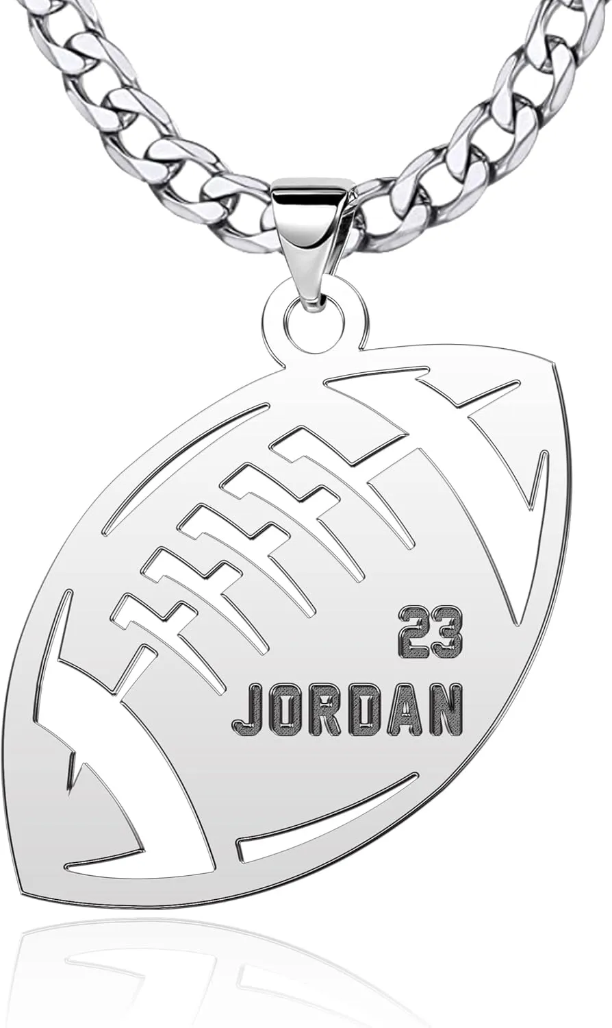 Personalized Jersey Number Necklaces for Mens Athletes Sport Pendant Chain for Boys Stainless Steel Baseball Football