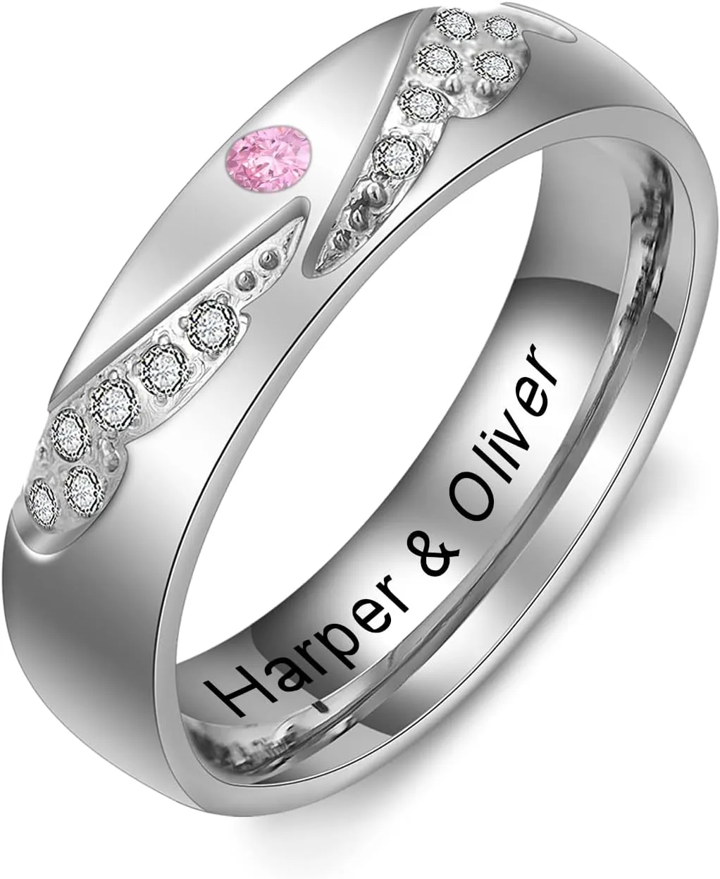 Personalized Promise Rings for Couples Stainless Steel Engagement Heart Rings Set Custom name Matching Wedding Rings for Her His Women Men Lover