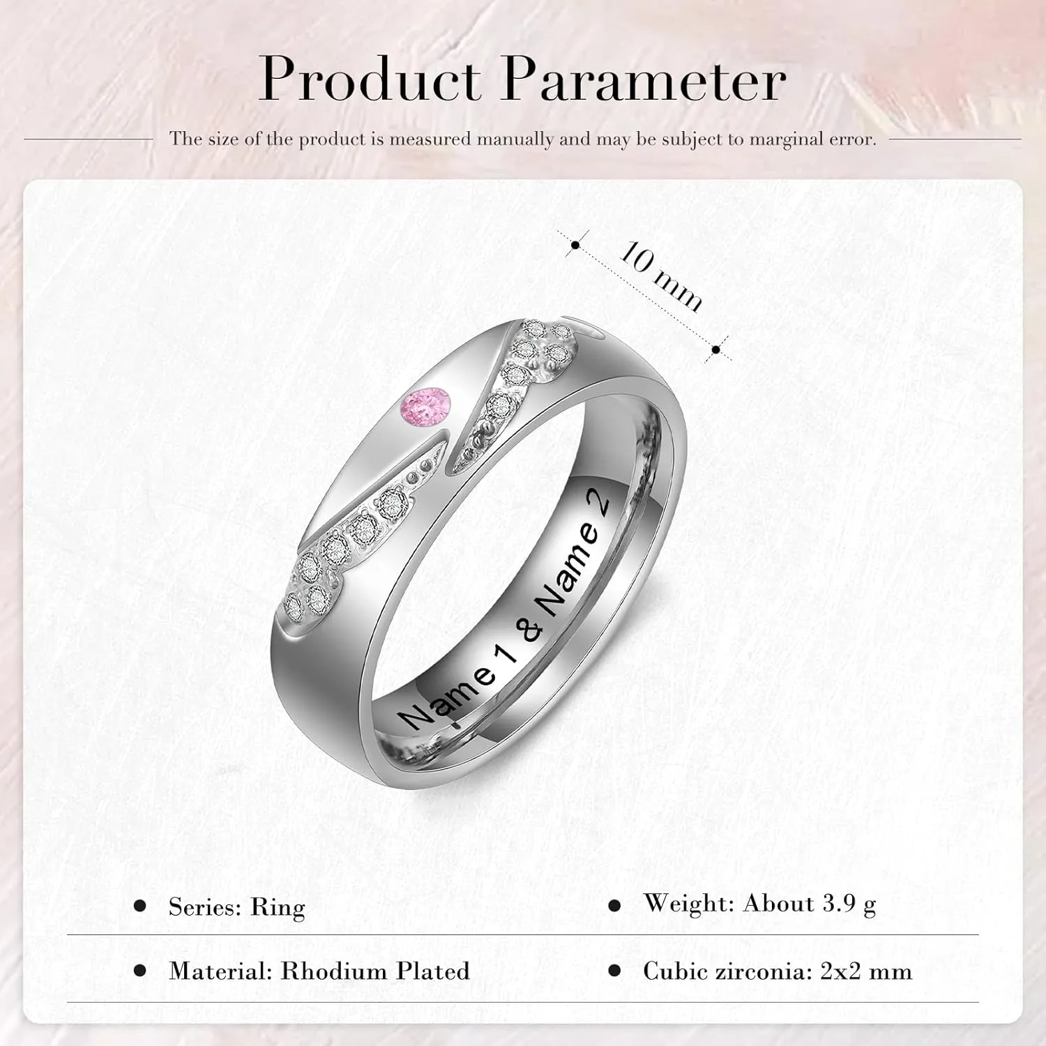 Personalized Promise Rings for Couples Stainless Steel Engagement Heart Rings Set Custom name Matching Wedding Rings for Her His Women Men Lover