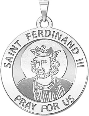 PicturesOnGold.com Saint Ferdinand III Religious Medal - 2/3 In. Size of Dime, Sterling Silver WITH ENGRAVING