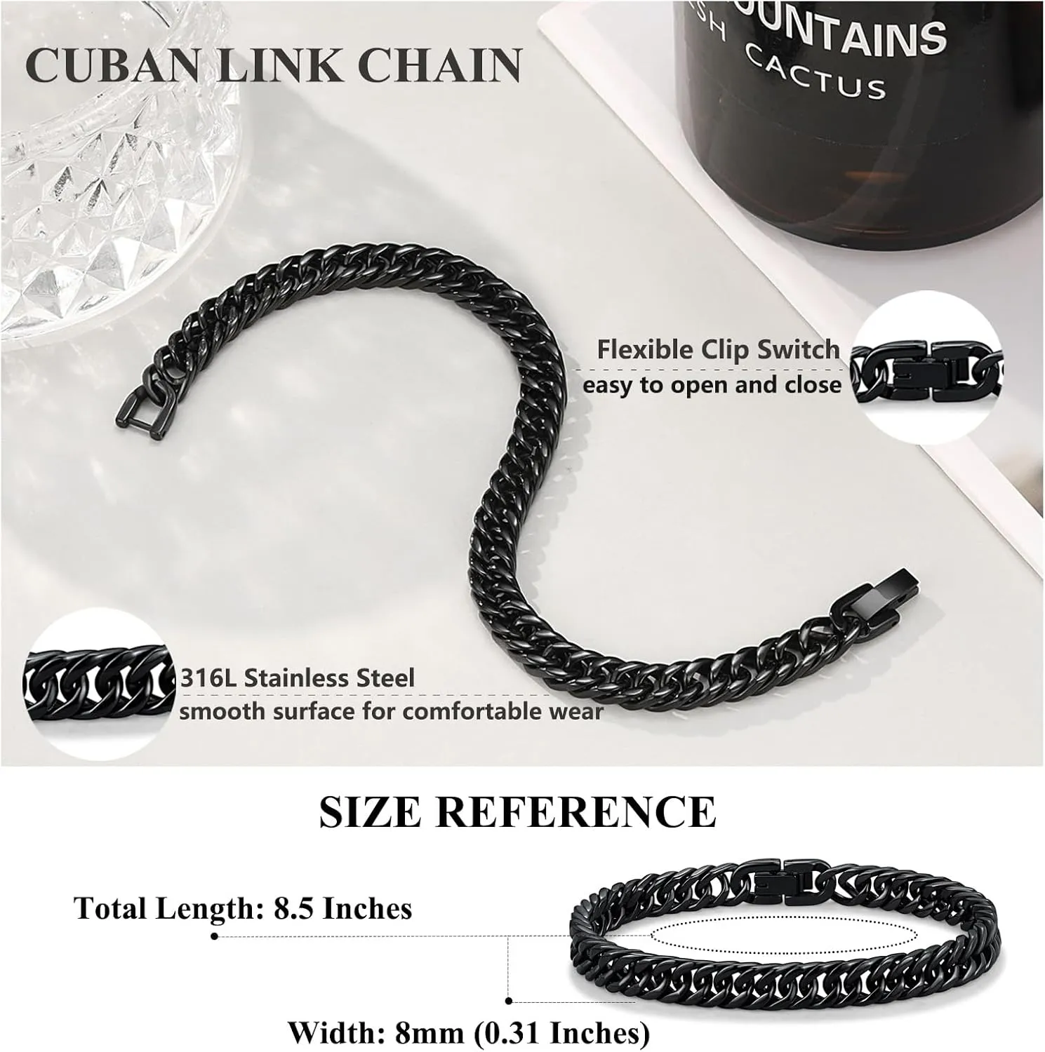 PINKDODO Stainless Steel Cuban Link Chain Bracelets for Men Teenage Teen Boys Gift ideas for Son Grandson Husband Boyfriend Brother Birthday Christmas Anniversary Valentines Graduation Gifts