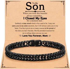 PINKDODO Stainless Steel Cuban Link Chain Bracelets for Men Teenage Teen Boys Gift ideas for Son Grandson Husband Boyfriend Brother Birthday Christmas Anniversary Valentines Graduation Gifts