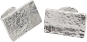 Pirantin 10th Wedding Rectangle Beaten Rectangle 100% Pure Tin Cufflinks