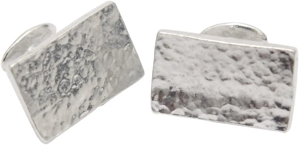 Pirantin 10th Wedding Rectangle Beaten Rectangle 100% Pure Tin Cufflinks