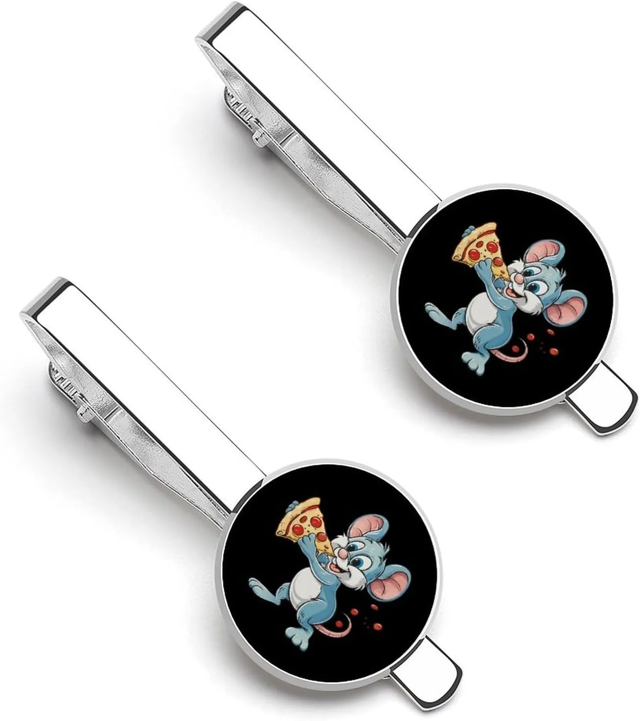 Pizza Rat 2Pcs Tie Clips Personalized Tie Bar Stylish Tie Bars Clasps Gift for Men