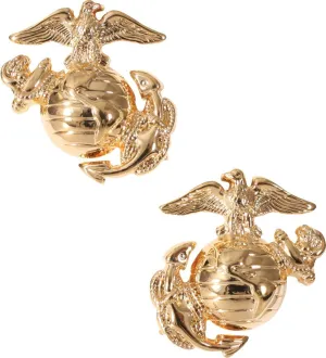 Polished Gold Marine Corp Globe & Anchor Military Insignia