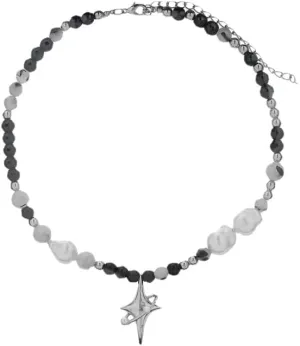 Pooyikoi Punk Star Pendant Baroque Pearl Necklace for Women Asymmetric Black White Beads Necklace Choker Jewelry Gift