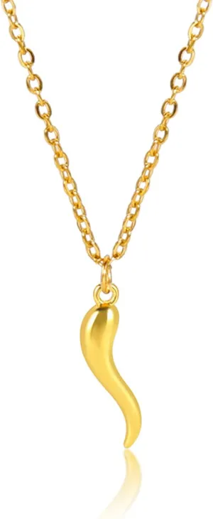 POYAMUSE Elegant Italian Horn Pendant Necklace for Women - Gold Silver Cornicello Charm Necklace, Cornicello Necklace Amulet Pendant Necklace for Women