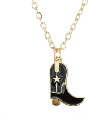 POYAMUSE Elegant Western Cowgirl Necklace for Women, Cowboy Boot Pendant Necklace for Women, Western Style Jewelry Gift