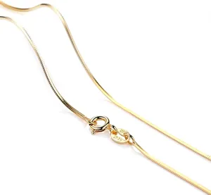 POYAMUSE Simple Chain Necklace - 14K Gold Snake Chain Box Chain Necklace for Women, Gold 18 inches 1MM Chain Necklace